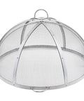 36-Inch Fire Pit Spark Screen Lid Round Stainless Steel Fire Ring Cover For Outdoor Pits with dual handles and mesh grid