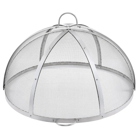 36-Inch Fire Pit Spark Screen Lid Round Stainless Steel Fire Ring Cover For Outdoor Pits with dual handles and mesh grid
