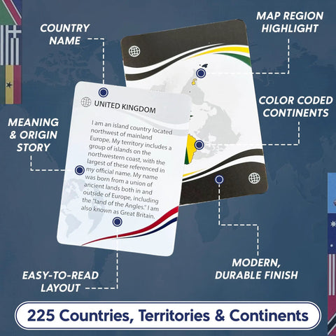 Fun Geography And History Game With 225 Country Names And Capitals Flash Cards For Students, Classrooms, And Homeschool image