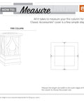 Diagram showing how to measure for Veranda Water Resistant 21 Inch Outdoor Fire Column Cover With Gardelle Fabric System.
