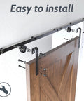 Nine Foot Single Sliding Barn Door Hardware Kit With Track For Quiet Smooth Operation, Carbon Steel Upgrade Lightweight Yet Strong, Load Capacity Up To Two Hundred Sixty Five Pounds