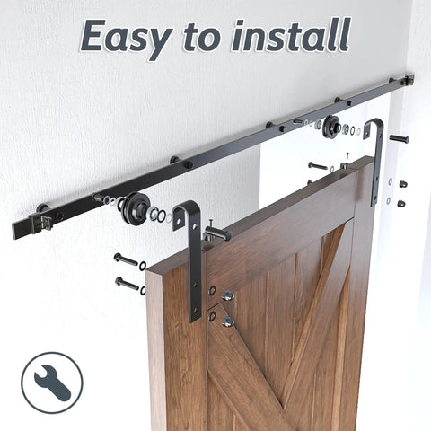 6 Foot Lite Sliding Barn Door Hardware Kit Heavy Duty Combination Track Included Easy To Install Manual Carbon Steel Upgrade 265 Lb