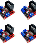 Four L298N Dual Channel Motor Driver Modules for Arduino ESP32 ESP8266 Raspberry Pi 5V-35V 2A Drive Current for DIY Projects.