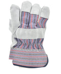 Heavy Duty Leather Palm Work Gloves 60 Pair Pack Cowhide With Suede Finish Single Or Double Palm 100 Percent Leather Palm And 100 Percent Cotton Back Gray Breathable For All Day Comfort Grip Ready featuring striped cotton back.
