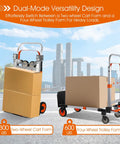 3 In 1 Folding Hand Truck Dolly Cart With Wheels Built Tough Heavy Duty Aluminum Collapsible Moving Cart 600 Lbs Capacity Convertible Dolly in two modes