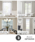 Chelsea Ball End Curtain Rod For Windows, No Fuss Adjustable 48 To 86 Inches Extendable Steel Rod In Black Finish shown in various rooms