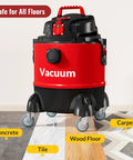 Red vacuum on 3 Inch Swivel Stem Caster Wheels Set Of Four Heavy Duty Seven Sixteenth Inch Stem Diameter TPR Rubber Replacement Castors for floors.