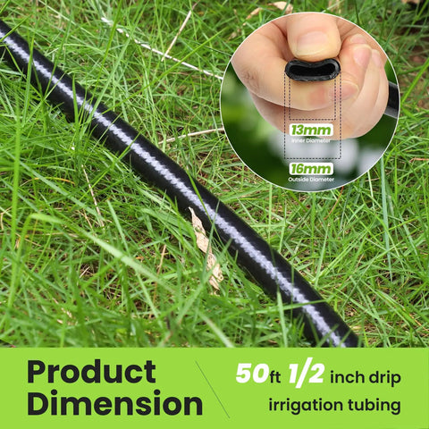 Half Inch Drip Irrigation Tubing Kit With Four Packs Six Way Connectors Fifty Foot Length For Garden Irrigation System
