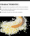 No Nonsense Heavy Duty Hot Melt Edgebander Glue 11 Lb High Viscosity Adhesive Pellets in white and yellow with wood scoop
