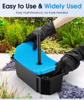 Hands inserting filter media into pond filter box, showing easy setup of All In One Pond Filter With Pump And Fountain Kit 660GPH 40W