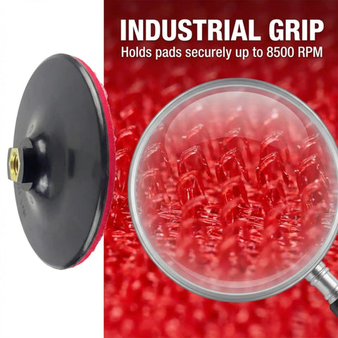 Side view of 7 Inch Hook And Loop Backing Pad For Angle Grinders And Polishers Pro Grade Rigid Low Profile Sanding Pad 5/8-11 Thread
