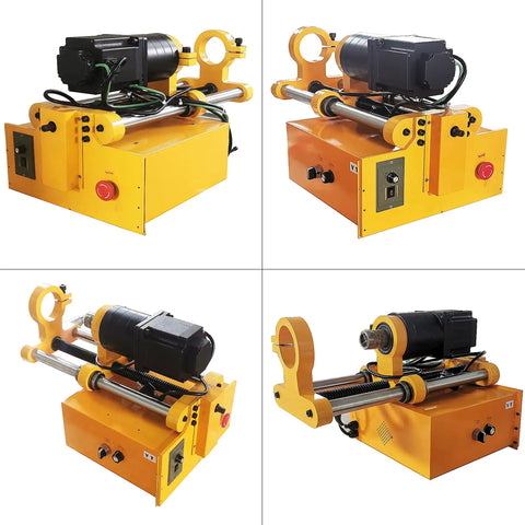 Pro Grade Portable Line Boring Machine With 110V Motor And Smooth Adjustable Speed Feed, detailed view of motor and feed controls.