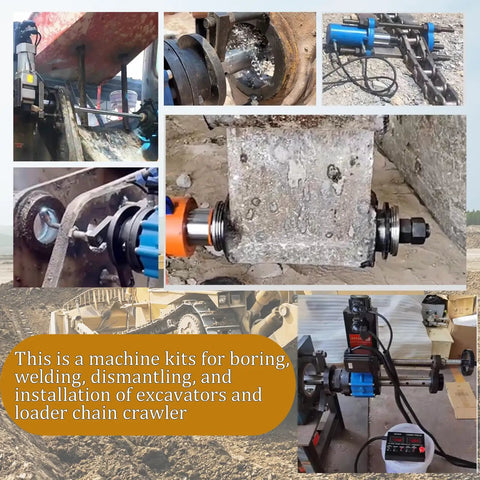 Bull Gauge Portable 110V 2 In 1 Hydraulic Line Boring And Welding Combo With 70 Ton Crawler Pin Press, used for repairing excavator chains.