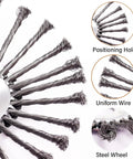 Close-up of 10 Inch Upgrade Steel Weed Eater Trimmer Head With Universal Adapter Kit Rotary Wire Brush Cutter, showcasing wire detail