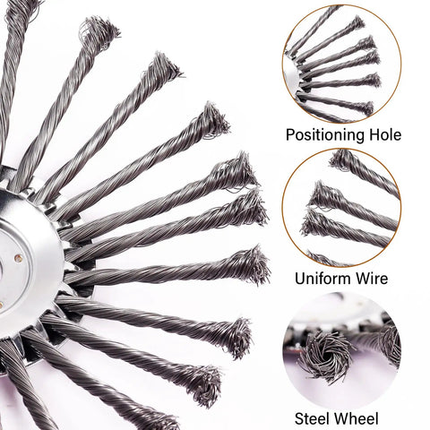 Close-up of 10 Inch Upgrade Steel Weed Eater Trimmer Head With Universal Adapter Kit Rotary Wire Brush Cutter, showcasing wire detail