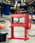 10 Ton Hydraulic Shop Press With Pressure Gauge And Plate, Pro Grade H-Frame Benchtop Press With Height Adjustable Working Table For Auto Repair