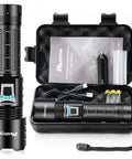 Rechargeable Beast Mode Flashlight With Ultra Bright 100000 Lumens, Long Range 3280 Feet, USB C Fast Charge, in case with accessories.