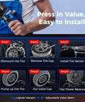 Programmable TPMS Sensor MX 315/433MHz For Cars And Light Trucks, Universal Coverage, Easy Setup, Cost-Effective Tire Pressure Monitoring Sensor For Shops And DIYers, 99 Percent Vehicle Compatibility. install guide with 12g valve stem