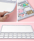 Solid Felt Beading Mat Featuring Sweet Non Slip Flocking Independent Grids Plus Centimeter Tracker For Jewelry Making, gray felt, 14x11 inches.