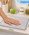 Heavy Duty Non Scratch Steel Wool Dishcloths And Scrubber Pads Kitchen Cleaning Set Featuring Slick Dual Texture Metallic Fiber Cloths 7.87 inch size on countertop.
