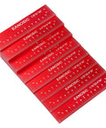 Setup Blocks Height Gauge Set, Eight Piece Aluminum Setup Bars For Router And Table Saw Accessories shown in red finish.