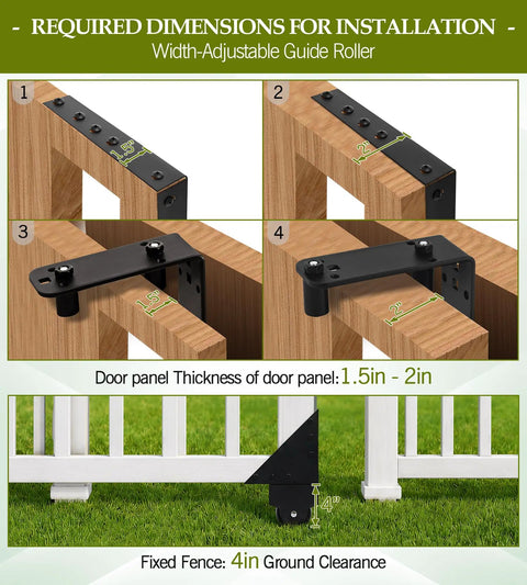 Sliding Gate Hardware Kit For Wooden Fence And Deck Gate Heavy Duty Rolling Gate Kit With Wheels Anti Sag Corner Brackets Guide Rollers And Self Locking Latch Adjustable Fit For 1 To 2 Inch Gates, wood gate thickness 1.5-2 in