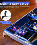 Close-up of Guitar Pedalboard With Isolated Power Supply, PD-M Aluminum One-Piece Bent Frame, showing pedals and cables on surface.
