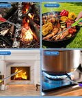 4 Pack Refillable Long Stem Lighters with Visible Fuel Window being used for camping, BBQ, fireplace, and gas stove