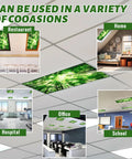 Four Pack 4x2 Feet Fluorescent Light Covers With Magnetic Filters For Classrooms, Offices, Homes And Hospitals Forest Green Decorative Ceiling Shade Easy Snap Fit Keeps Glow Soft And Glare Free installed in different rooms