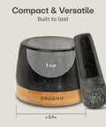 Heavy Duty 1 Cup Granite Mortar And Pestle Set For Spices And Herbs Molcajete Style Stone Grinder With Non Slip Wooden Base