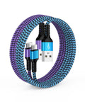 Two Pack CarPlay USB A To USB C Fast Charging Cable For iPhone 15 Through 17 Series And iPad 3ft Braided Cables in Blue/Purple
