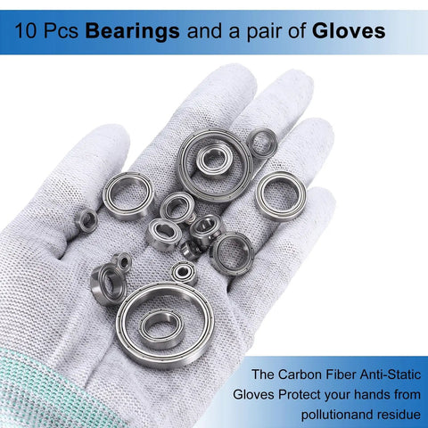 Deep Groove Ball Bearings Set 5x8x2.5mm For Rollers And Skateboards in carbon fiber coated glove