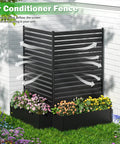 No-Dig Metal Patio Privacy Fence Screen With Planter Box For Outdoors, 73.8 In H By 45.3 In W, Rustproof Air Conditioner Fence Enclosure
