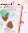 Mega Zipper Pouch Set, 16.9 by 12.4 Inches, Waterproof Zipper Bags resisting coffee spill, showing easy wipe-off feature