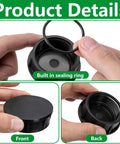 4 Pack Sprinkler Head Cap With Sealing Ring Spray Shut Off Covers showing black caps with ring, front and back view