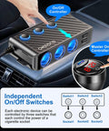 Plug Straight Into Your Whip With This Eight In One Cigarette Lighter Adapter Packing triple sockets and on/off controller for devices.