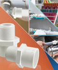 10Pcs White PVC Pipe Fittings 1/2 NPT Male Thread Adapters Socket X NPT Male For Sch40 PVC Pipe Couplers