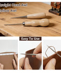 Straight head awl and hollow awl from All In One Leather Repair Kit With Waxed Thread And Heavy Duty Tools For Car Seats, Sofas, And Carpets