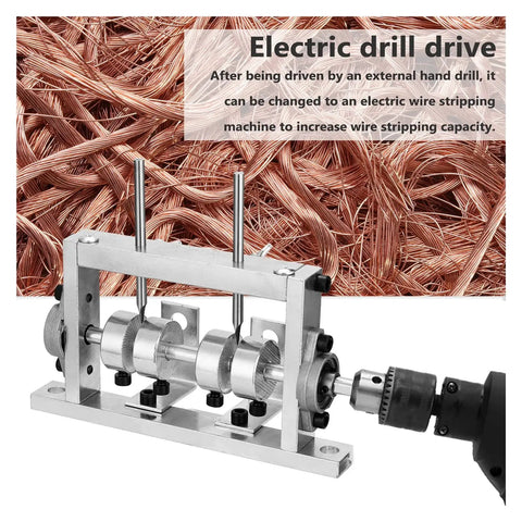 Heavy Duty Manual Wire Strippers Machine With Electric Drill Compatibility, featuring an electric drill attachment for efficient wire stripping.