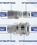 3/8 inch quick-connect valve kit high pressure adapters showing NPT thread and socket sizes