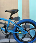 20 Inch Magnesium Alloy One Piece Wheel Set With Five Spoke Rim, Disc Brake Hub And Freewheel on blue kids bike