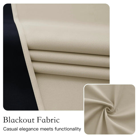 Close-up of natural color One Panel 30 By 72 Inch 100 Percent Blackout French Door Curtain fabric, highlighting texture and color.
