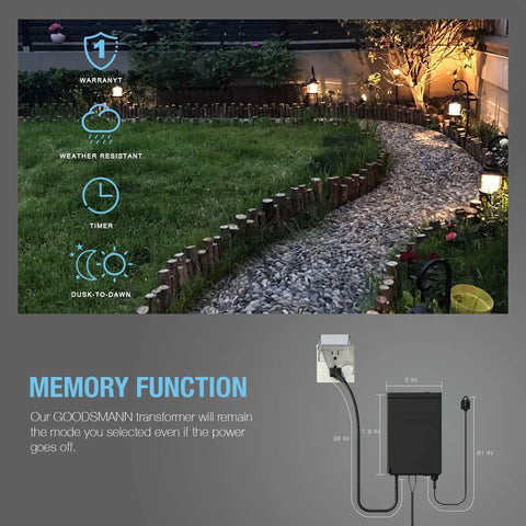 Outdoor Landscape Lighting Transformer 200 Watt With Built In Timer And Photo Eye Sensor setup and features