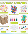 DIY Wooden Picture Frame Craft Kit With 24 Blank Frames, Paint Set With 12 Colors And 2 Brushes, Kid Friendly Hearts And Stars EVA Stickers, Resin Accessories