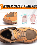 Wide toe cap of Steel Toe Work Boots For Men With Wide Toe Cap, Built Tough And Slip Resistant, Waterproof Leather, Puncture Proof
