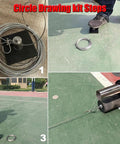 Stand Up Floor Marking Tool And Tape Applicator For Quick Two Parallel Lines On Warehouse Floors Playgrounds And Sports Courts Aisle Marking Machine With Circle Drawing Kit And Easy Tape Pasting No More Bending, circle drawing kit in use on sports court