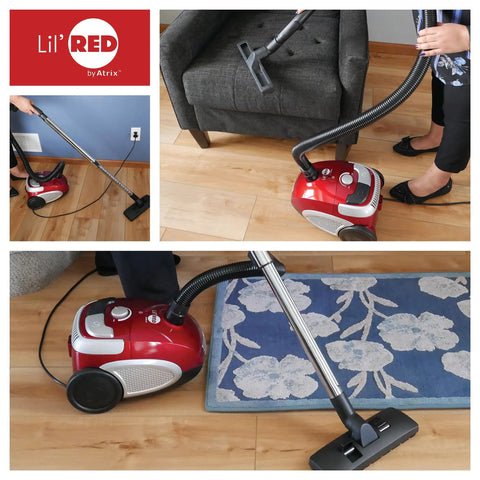 Little Red Portable Canister Vacuum Boasts Two Quart HEPA Filter And Variable Speed Motor For Crushing Dust And Grime Like A Total Champ On Every Floor Surface Today, cleaning hardwood.