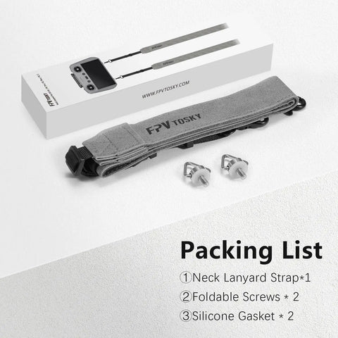 Soft Leather Lanyard For DJI RC Series Remotes with foldable screws and silicone gaskets shown with packaging and components.
