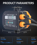 Plug Play Smart Pump Controller With Auto Water Level And Flow Tracking Digital Readout Compatible 110V To 240V Includes One Inch Npt Fittings showing digital display and fittings.