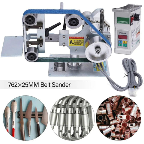 Buff And Polish Like A Pro With This Heavy Duty 550W Brushless Motor Belt Sander Machine Featuring 762 X 25Mm Vertical Design for precision grinding and finishing.